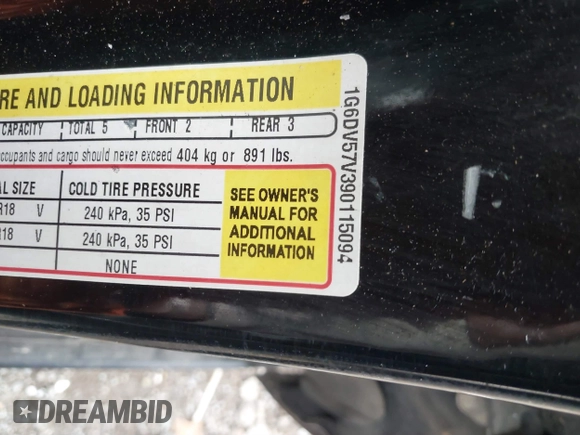 2009 Cadillac CTS RWD with VIN 1G6DV57V390115094, listed as a IAAI auction lot 40815397 with Not Provided miles and . Bid and sale history available at DreamBid. Image 9.