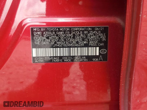 2021 Lexus IS 350 F Sport z VIN JTHGZ1B2XM5046239, wystawiony jako Copart lot #51335485 z przebiegiem 156 135 mil mil oraz Szkoda całkowita • Salvage title. Historia ofert i sprzedaży dostępna na DreamBid. Obrazek 14.