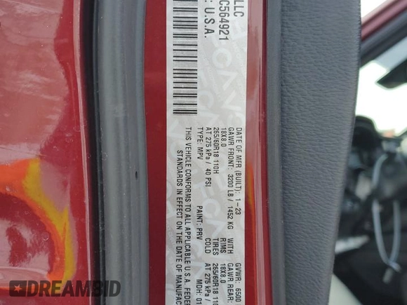 2023 Dodge Durango SXT Launch Edition with VIN 1C4RDJAG4PC564921, listed as a Copart auction lot 43732935 with 26,979 mi miles and Salvage title. Bid and sale history available at DreamBid. Image 15.