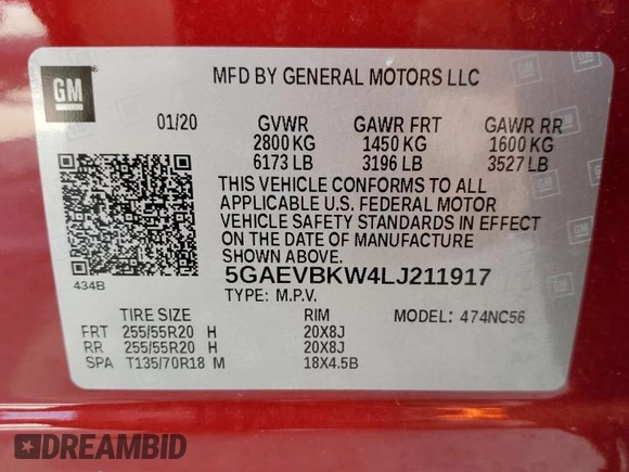2020 Buick Enclave Premium with VIN 5GAEVBKW4LJ211917, listed as a Copart auction lot 48683665 with 23,668 mi miles and Salvage Title. Bid and sale history available at carsss.com. Image 15.
