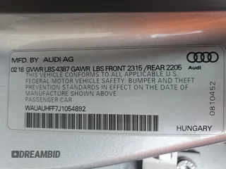 2018 Audi A3 Premium z VIN WAUAUHFF7J1054892, wystawiony jako Copart lot #53632745 z przebiegiem 219 751 mil mil oraz Tytuł czysty. Historia ofert i sprzedaży dostępna na DreamBid. Obrazek 12.