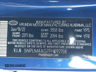 2023 Hyundai Elantra SEL with VIN 5NPLM4AG7PH092158, listed as a IAAI auction lot 42528724 with 29,094 mi miles and . Bid and sale history available at DreamBid. Image 9.