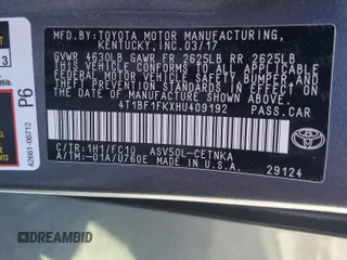2017 Toyota Camry XLE with VIN 4T1BF1FKXHU409192, listed as a Copart auction lot 81644614 with 86,494 mi miles and Salvage Title. Bid and sale history available at carsss.com. Image 15.