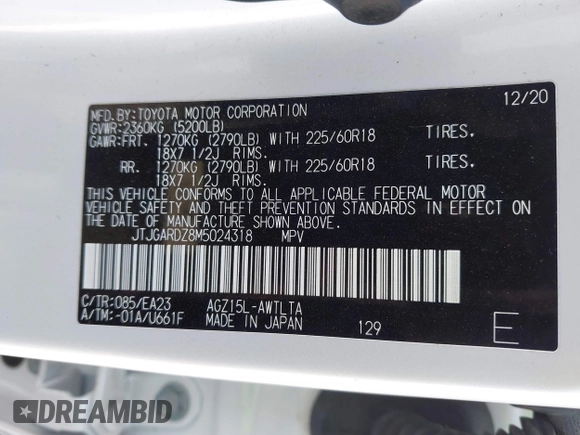 2021 Lexus NX with VIN JTJGARDZ8M5024318, listed as a IAAI auction lot 41859088 with 39,580 mi miles. Bid and sale history available at carsss.com. Image 9.