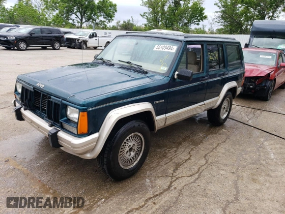 1995 Jeep Cherokee Country with VIN 1J4FJ78S3SL557728, listed as a Copart auction lot 55109494 with 203,347 mi miles and Salvage Title. Bid and sale history available at carsss.com. Image 1.