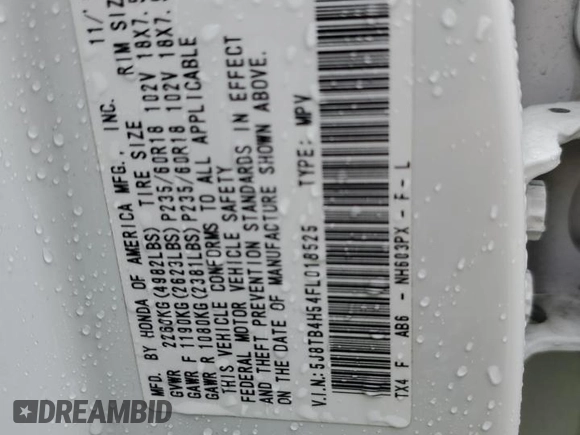 2015 Acura RDX Technology with VIN 5J8TB4H54FL018525, listed as a Copart auction lot 49845105 with 156,402 mi miles and Salvage Title. Bid and sale history available at DreamBid. Image 13.