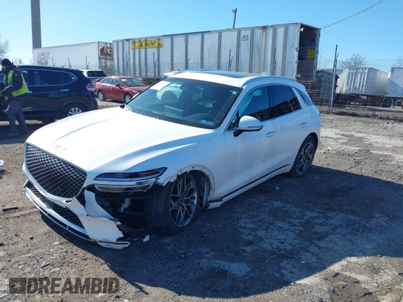 2022 Genesis GV70 2.5T with VIN KMUMADTB5NU051297, listed as a IAAI auction lot 41892642 with 46,421 mi miles and . Bid and sale history available at DreamBid. Image 2.