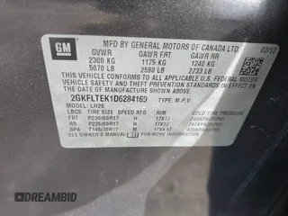 2013 GMC Terrain SLE with VIN 2GKFLTEK1D6284169, listed as a IAAI auction lot 41611868 with 115,606 mi miles. Bid and sale history available at carsss.com. Image 9.