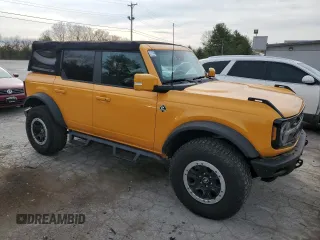 2021 Ford Bronco с VIN 1FMEE5DP6MLA88337, выставлен на аукционе Copart как лот 76057734 с пробегом 31 846 миль миль и Списание • Salvage title. История ставок и продаж доступна на DreamBid. Изображение 4.