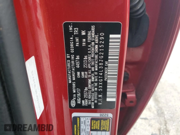 2018 Kia Optima LX z VIN 5XXGT4L38JG215290, wystawiony jako Copart lot #52814095 z przebiegiem 105 495 mil mil oraz Szkoda całkowita • Salvage title. Historia ofert i sprzedaży dostępna na DreamBid. Obrazek 13.