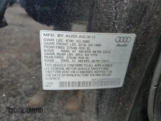 2013 Audi Q7 Premium Plus with VIN WA1LGAFE3DD016266, listed as a Copart auction lot 62180935 with 180,937 mi miles and Clean title. Bid and sale history available at DreamBid. Image 13.