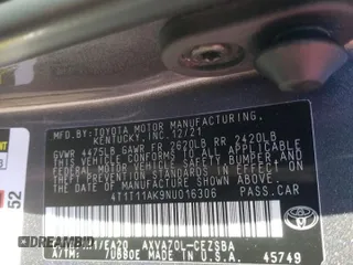 2022 Toyota Camry SE with VIN 4T1T11AK9NU016306, listed as a Copart auction lot 44449885 with 42,101 mi miles and Salvage Title. Bid and sale history available at DreamBid. Image 14.