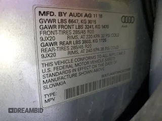 2019 Audi Q7 Premium Plus with VIN WA1LAAF7XKD022369, listed as a Copart auction lot 46038795 with 62,620 mi miles and Salvage title. Bid and sale history available at DreamBid. Image 13.