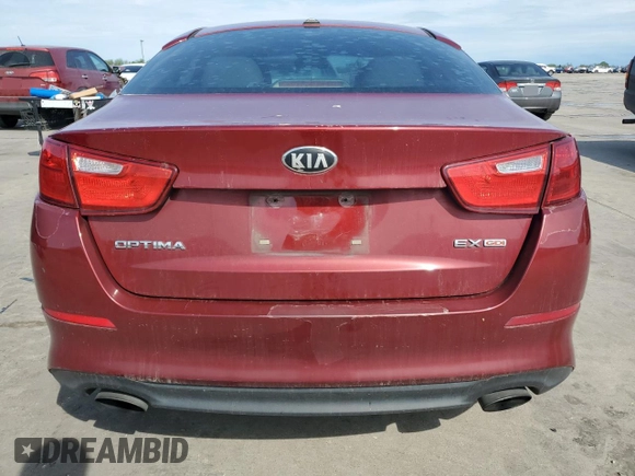 2015 Kia Optima EX with VIN 5XXGN4A72FG356248, listed as a Copart auction lot 50731795 with 186,448 mi miles and Clean Title. Bid and sale history available at carsss.com. Image 6.