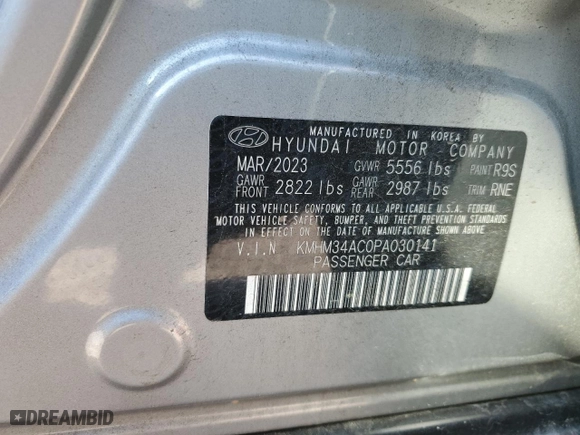 2023 Hyundai IONIQ 6 Preferred with VIN KMHM34AC0PA030141, listed as a Copart auction lot 57694704 with 7051 miles and Salvage Title. Bid and sale history available at carsss.com. Image 12.