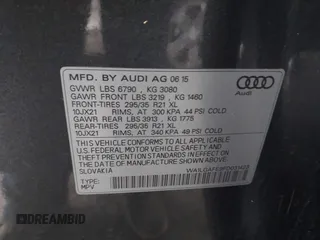 2015 Audi Q7 Premium Plus with VIN WA1LGAFE9FD031423, listed as a IAAI auction lot 42318500 with 79,108 mi miles and . Bid and sale history available at DreamBid. Image 9.