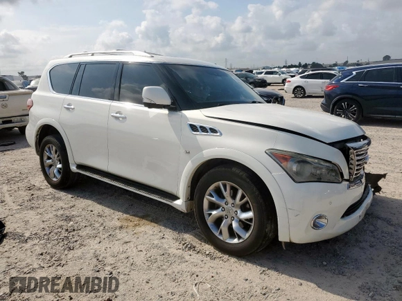 2014 Infiniti QX80 with VIN JN8AZ2NF9E9556026, listed as a Copart auction lot 58064825 with 177,104 mi miles and Salvage title. Bid and sale history available at DreamBid. Image 4.