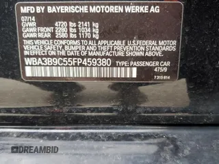 2015 BMW 3 Series 335i xDrive with VIN WBA3B9C55FP459380, listed as a Copart auction lot 87416274 with 198,524 mi miles and Clean title. Bid and sale history available at DreamBid. Image 12.