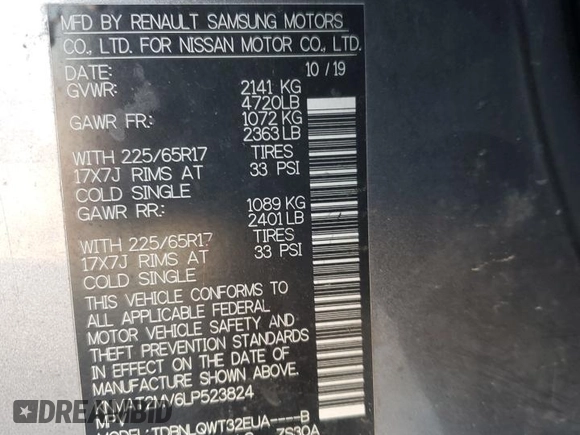 2020 Nissan Rogue S z VIN KNMAT2MV6LP523824, wystawiony jako Copart lot #83495624 z przebiegiem 110 633 mil mil oraz Szkoda całkowita • Salvage title. Historia ofert i sprzedaży dostępna na DreamBid. Obrazek 13.