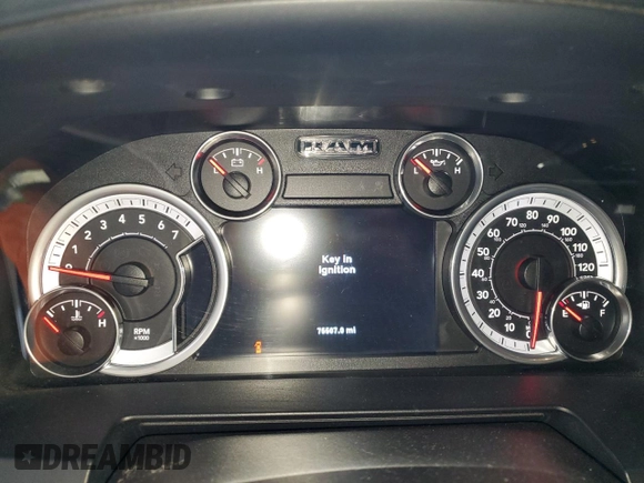 2013 Ram 1500 with VIN 3C6JR7CT6DG577410, listed as a Copart auction lot 48535205 with 75,507 mi miles and Salvage title. Bid and sale history available at DreamBid. Image 9.