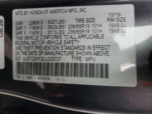 2020 Acura RDX w/Advance Pkg with VIN 5J8TC2H72LL022037, listed as a Copart auction lot 42862465 with 103,222 mi miles and Salvage Title. Bid and sale history available at carsss.com. Image 15.