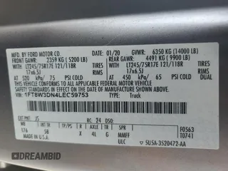 2020 Ford F-350 с VIN 1FT8W3DN4LEC59753, выставлен на аукционе Copart как лот 74997324 с пробегом Не указан миль и На запчасти • Non repairable. История ставок и продаж доступна на DreamBid. Изображение 13.