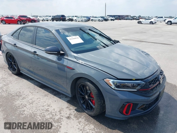 2024 Volkswagen Jetta GLI 40th Anniversary Edition with VIN 3VW9T7BUXRM021579, listed as a IAAI auction lot 42166630 with 24,690 mi miles and . Bid and sale history available at DreamBid. Image 1.