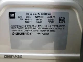 2014 Buick LaCrosse Leather with VIN 1G4GB5G38EF179197, listed as a Copart auction lot 46599705 with 108,981 mi miles and Salvage Title. Bid and sale history available at DreamBid. Image 13.