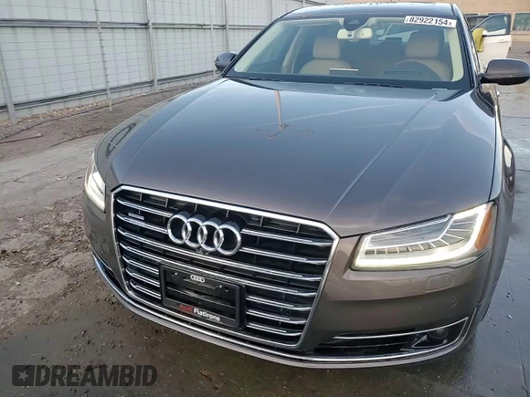 2015 Audi A8 L 4.0T with VIN WAU32AFD9FN032185, listed as a Copart auction lot 82922154 with 44,766 mi miles and Salvage Title. Bid and sale history available at carsss.com. Image 14.