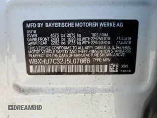 2018 BMW X1 sDrive28i with VIN WBXHU7C32J5L07666, listed as a Copart auction lot 54173465 with 132,514 mi miles and Clean Title. Bid and sale history available at DreamBid. Image 13.
