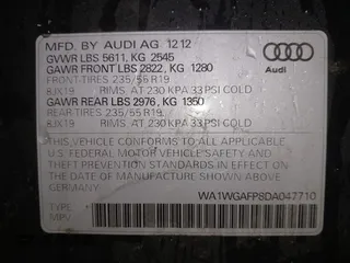 2013 Audi Q5 Prestige with VIN WA1WGAFP8DA047710, listed as a IAAI auction lot 41377557 with 176,859 mi miles and . Bid and sale history available at DreamBid. Image 9.