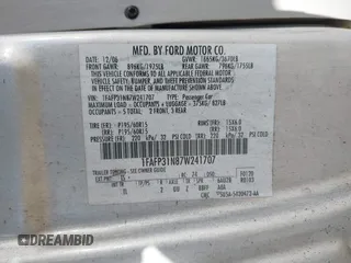2007 Ford Focus S with VIN 1FAFP31N87W241707, listed as a IAAI auction lot 42019959 with Not Provided miles and . Bid and sale history available at carsss.com. Image 9.