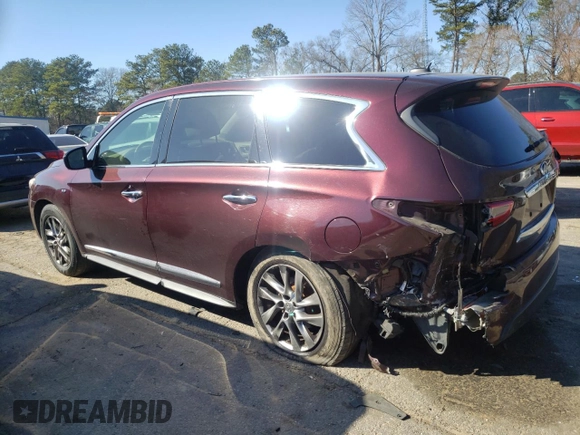 2014 Infiniti QX60 with VIN 5N1AL0MN3EC504335, listed as a Copart auction lot 46644225 with 164,544 mi miles and Salvage Title. Bid and sale history available at DreamBid. Image 2.