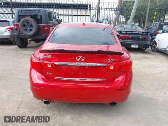 2017 Infiniti Q50 Red Sport 400 with VIN JN1FV7AR4HM870570, listed as a IAAI auction lot 41510557 with 1 mi miles. Bid and sale history available at carsss.com. Image 17.