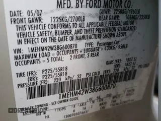 2008 Mercury Sable Premier z VIN 1MEHM42W38G600870, wystawiony jako Copart lot #50564345 z przebiegiem 211 414 mil mil oraz Nie do naprawy • Non repairable. Historia ofert i sprzedaży dostępna na DreamBid. Obrazek 12.