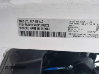 2023 Ram ProMaster Cargo with VIN 3C6LRVVG3PE603829, listed as a IAAI auction lot 41682802 with 8,408 mi miles and . Bid and sale history available at DreamBid. Image 8.