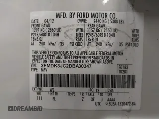 2013 Ford Edge SEL with VIN 2FMDK3JC2DBA30347, listed as a IAAI auction lot 41993643 with 112,895 mi miles. Bid and sale history available at carsss.com. Image 9.