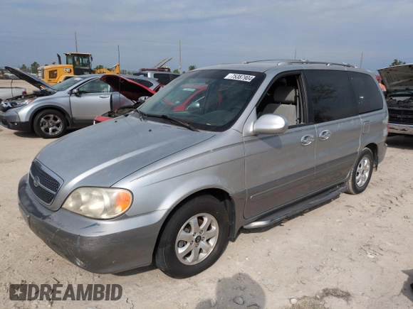 2004 Kia Sedona LX with VIN KNDUP131046534898, listed as a Copart auction lot 75387904 with 0 mi miles and Non Repairable. Bid and sale history available at carsss.com. Image 1.