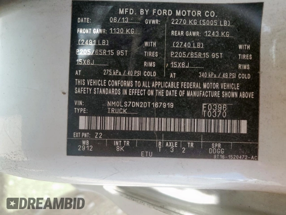 2013 Ford Transit Connect XLT z VIN NM0LS7DN2DT167919, wystawiony jako Copart lot #62305175 z przebiegiem 242 563 mil mil oraz Szkoda całkowita • Salvage title. Historia ofert i sprzedaży dostępna na DreamBid. Obrazek 12.