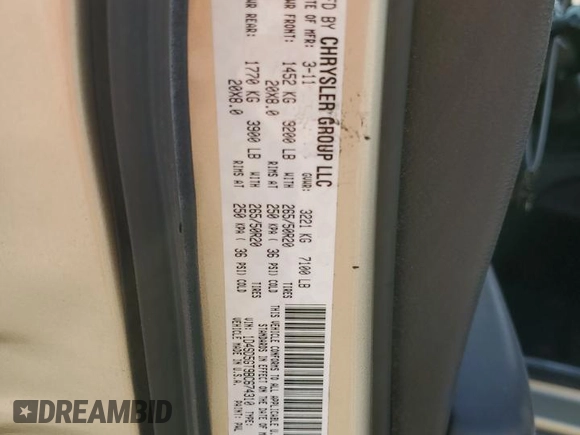2011 Dodge Durango Citadel with VIN 1D4SD5GT9BC674310, listed as a Copart auction lot 48493165 with 153,232 mi miles and Salvage title. Bid and sale history available at DreamBid. Image 14.