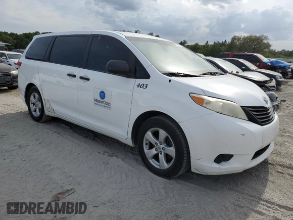 2013 Toyota Sienna L with VIN 5TDZK3DC7DS386989, listed as a Copart auction lot 55105475 with 217,908 mi miles and Salvage title. Bid and sale history available at DreamBid. Image 4.