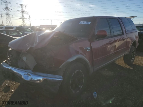 2001 Ford F-150 SuperCrew XLT with VIN 1FTRW08W31KA21705, listed as a Copart auction lot 42541305 with 0 mi miles and Salvage Title. Bid and sale history available at carsss.com. Image 1.