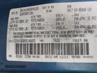 2005 Dodge 1500 SLT with VIN 1D7HU18D05S146033, listed as a IAAI auction lot 41155239 with 227,854 mi miles and . Bid and sale history available at DreamBid. Image 9.