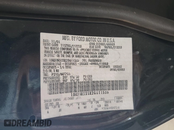 2002 Mercury Sable LS Premium z VIN 1MEFM55SX2G611586, wystawiony jako Copart lot #62218385 z przebiegiem 87 384 mil mil oraz Czysty tytuł • Clean title. Historia ofert i sprzedaży dostępna na DreamBid. Obrazek 12.