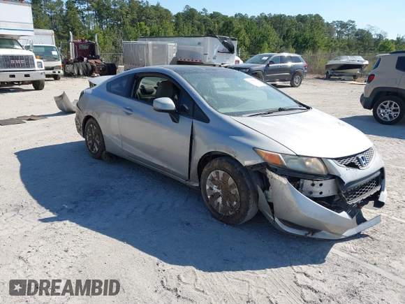 2012 Honda Civic Cpe LX with VIN 2HGFG3B5XCH530848, listed as a IAAI auction lot 41855000 with 110,145 mi miles. Bid and sale history available at carsss.com. Image 1.