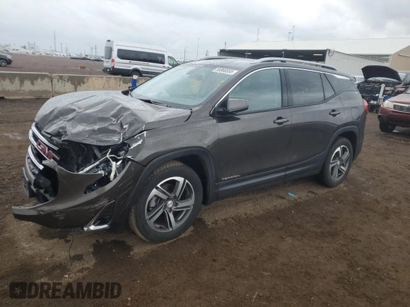 2020 GMC Terrain SLT with VIN 3GKALVEV7LL169523, listed as a Copart auction lot 55866555 with 127,713 mi miles and Salvage title. Bid and sale history available at DreamBid. Image 1.