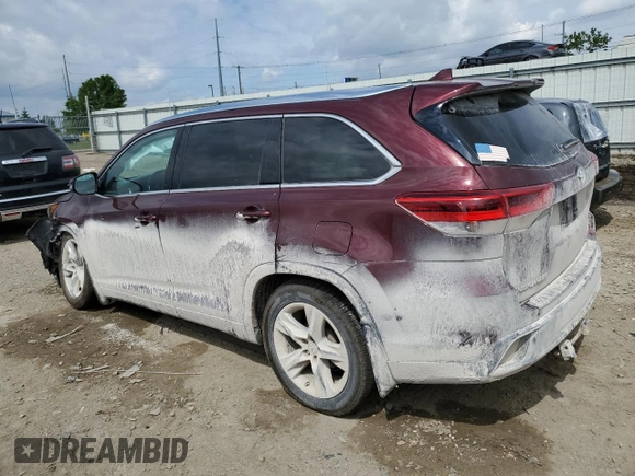 2017 Toyota Highlander Limited with VIN 5TDDZRFH0HS405454, listed as a Copart auction lot 58014445 with 107,647 mi miles and Clean title. Bid and sale history available at DreamBid. Image 2.