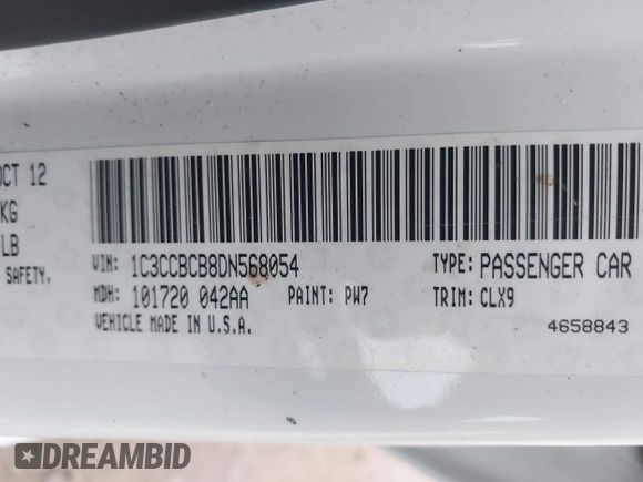 2013 Chrysler 200 Limited with VIN 1C3CCBCB8DN568054, listed as a IAAI auction lot 41506726 with 137,318 mi miles. Bid and sale history available at carsss.com. Image 9.