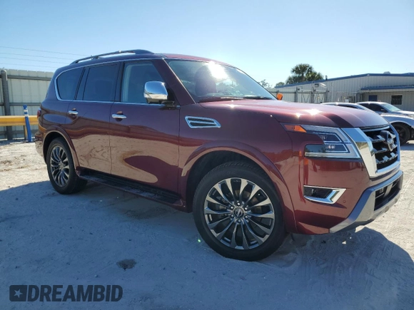 2023 Nissan Armada Platinum with VIN JN8AY2CC4P9182942, listed as a Copart auction lot 83976494 with 12,506 mi miles and Salvage Title. Bid and sale history available at carsss.com. Image 4.