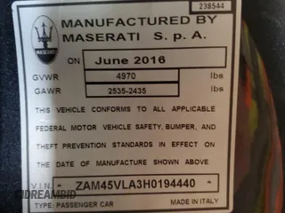 2017 Maserati GranTurismo MC with VIN ZAM45VLA3H0194440, listed as a Copart auction lot 86534254 with 53,338 mi miles and Salvage Title. Bid and sale history available at carsss.com. Image 12.
